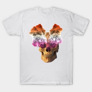 Subtle Lesbian Flag Halloween Skull T-Shirt